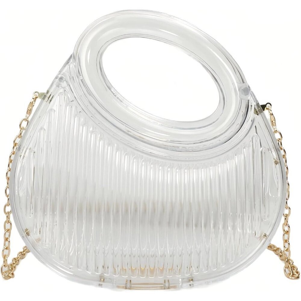 Women's Clear Buckle Small Cute Trendy Evening Party Cocktail Crossbody Clutch